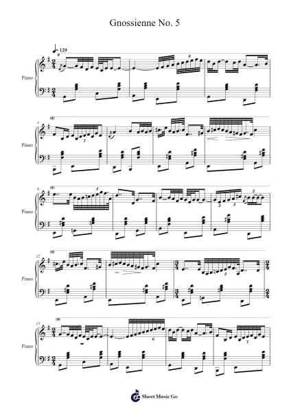 Gnossienne No. 5 Sheet Music by Erik Satie-Arr.Waygrid