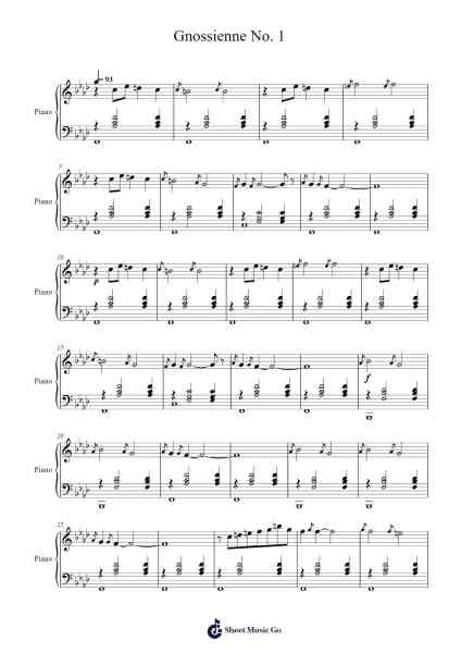 Gnossienne No. 1 Sheet Music by Erik Satie-Arr.Merpe