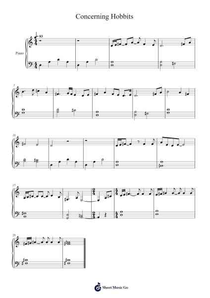 Concerning Hobbits – Lord of the Rings Sheet Music by Howard Shore-Arr.Lamhugh Hoorid