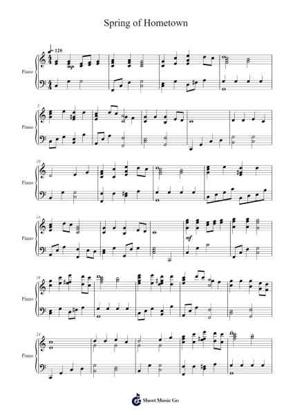 Spring of Hometown Sheet Music by Hong Nan-pa-Arr.Paygill Noaho'neil