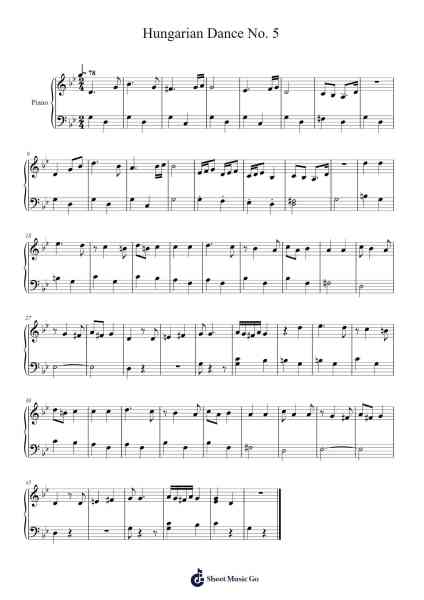 Allegro Vivace – Hungarian Dance No. 5 Sheet Music by Johannes Brahms-Arr.Muthia Upsay
