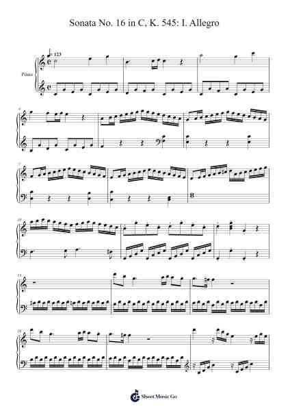 I. Allegro –Sonata No. 16 in C, K. 545 Sheet Music by Wolfgang Amadeus Mozart-Arr.Hillian