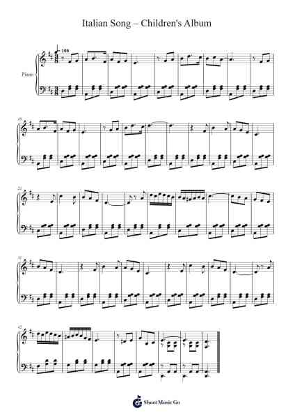 Italian Song – Children's Album Sheet Music by Pyotr Tchaikovsky-Arr.Griren