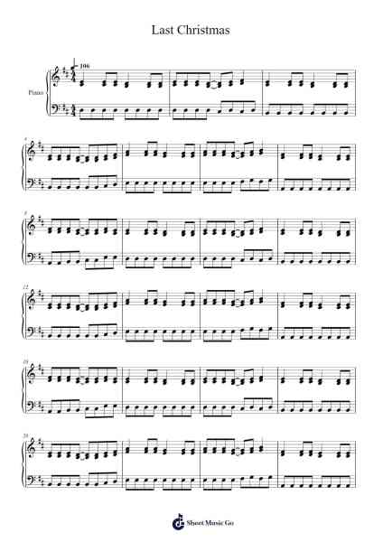 Last Christmas (Instrumental Version) Sheet Music by Wham!-Arr.Joanvieve