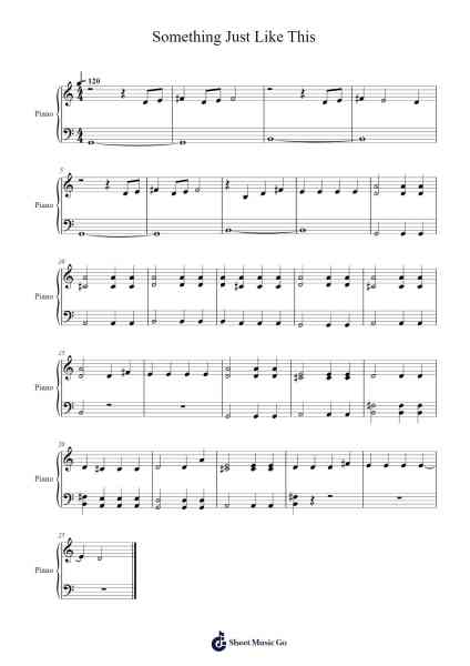 Something Just Like This Sheet Music by The Chainsmokers/Coldplay-Arr.Taters Jonkyle