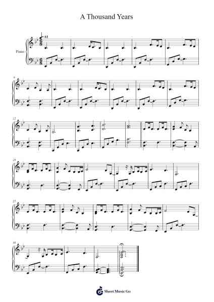 A Thousand Years Sheet Music by Christina Perri-Arr.Virlouis