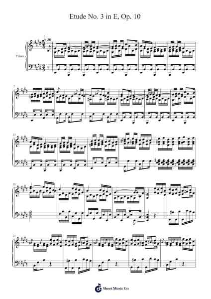 Etude No. 3 in E, Op. 10 Sheet Music by Frédéric Chopin-Arr.Chloepole