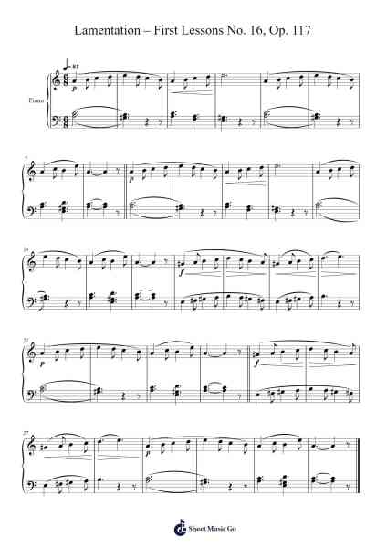 Lamentation – First Lessons No. 16, Op. 117 Sheet Music by Cornelius Gurlitt-Arr.Wyli