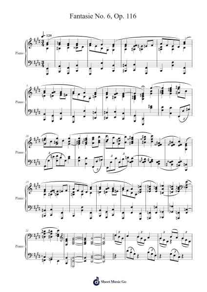 Intermezzo –Fantasie No. 6, Op. 116 Sheet Music by Johannes Brahms-Arr.Dunbeck