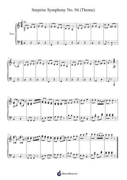 II. "Surprise" Symphony No. 94 (Theme) Sheet Music by Joseph Haydn-Arr.Rydiah