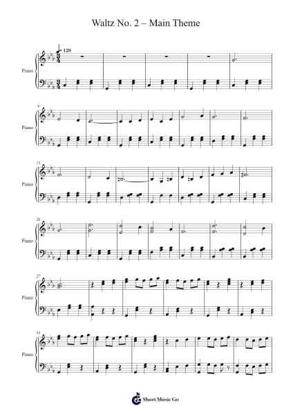 Waltz No. 2 – Main Theme Sheet Music by Dmitri Shostakovich-Arr.Asmie Panvien