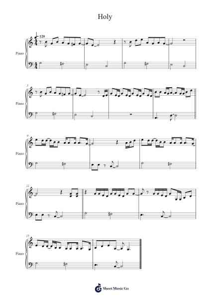 Holy Sheet Music by Justin Bieber-Arr.Hugsay