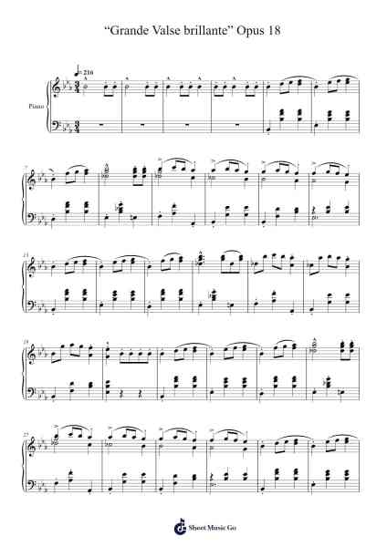 Grande valse brillante in E♭, Op. 18 Sheet Music by Frédéric Chopin-Arr.Mabstan