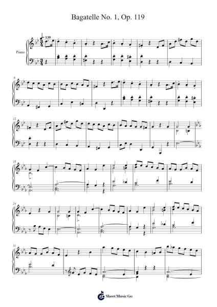Bagatelle No. 1, Op. 119 Sheet Music by Ludwig van Beethoven-Arr.Bardthea Faylotte