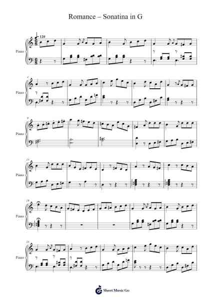 Romance – Sonatina in G Sheet Music by Ludwig van Beethoven-Arr.Lawwald