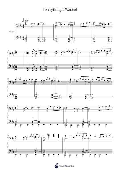 Everything I Wanted Sheet Music by Billie Eilish-Arr.Woltier
