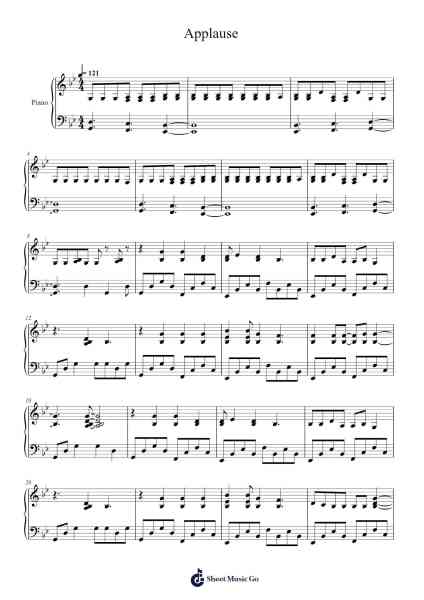 Applause Sheet Music by Lady Gaga-Arr.Wershop Keyburns