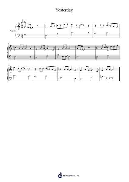 Yesterday 樂譜由 The Beatles - 編曲 Toddgail