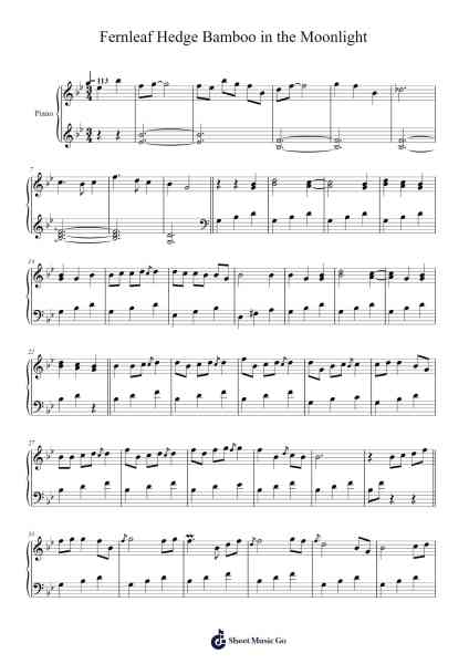Fernleaf Hedge Bamboo in the Moonlight Sheet Music by Chinese Traditional-Arr.Rocius