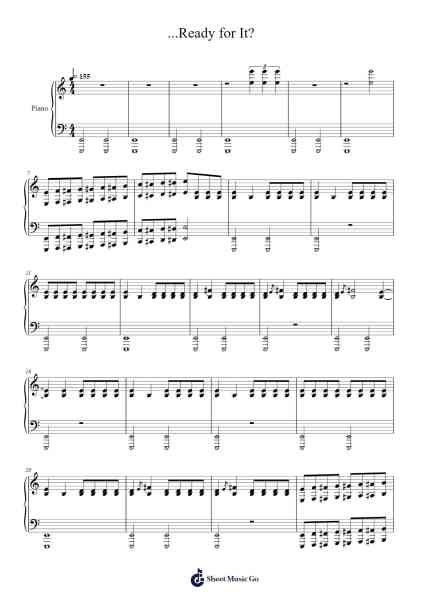 Ready for It Sheet Music by Taylor Swift-Arr.Poshua Xansweet