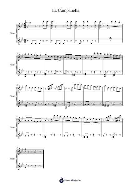 La Campanella Sheet Music by Franz Liszt/Nicolo Paganini-Arr.Linjane Barcox
