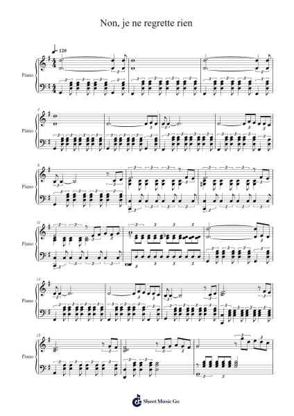 Non, je ne regrette rien Sheet Music by Édith Piaf-Arr.Flowerthan