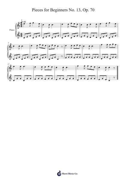 Pieces for Beginners No. 13, Op. 70 Sheet Music by Johann Hermann Berens-Arr.Eglice