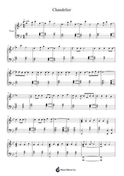 Chandelier Sheet Music by Sia-Arr.Swinale Reedria