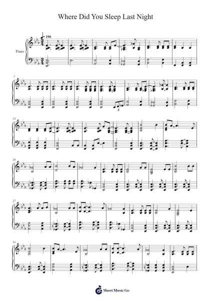 Where Did You Sleep Last Night Sheet Music by Nirvana-Arr.Funkdrich Mansbing