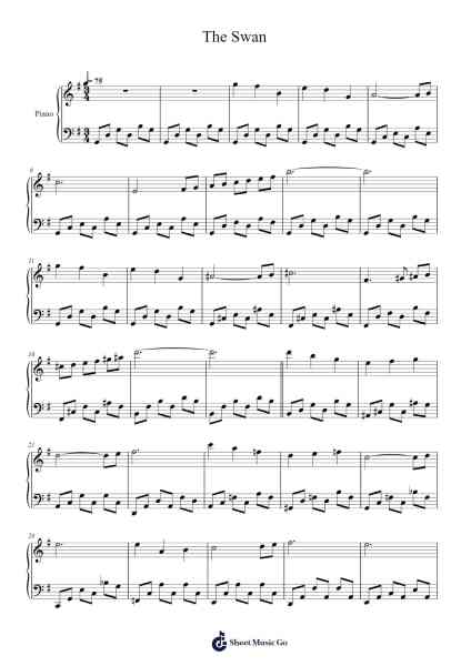 The Swan Sheet Music by Camille Saint-Saëns-Arr.Lilrald