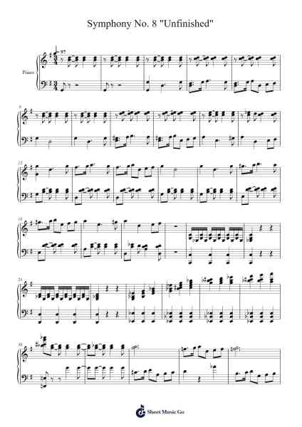 Allegro moderato –Symphony No. 8 "Unfinished" Sheet Music by Franz Schubert-Arr.Geornic Hicksjoe