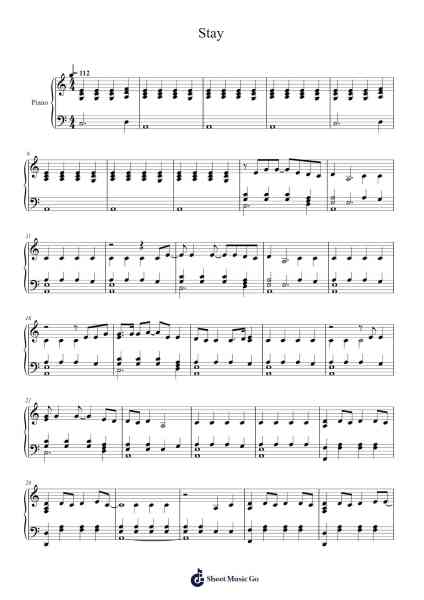 Stay Sheet Music by Rihanna/Mikky Ekko-Arr.Yuledawn
