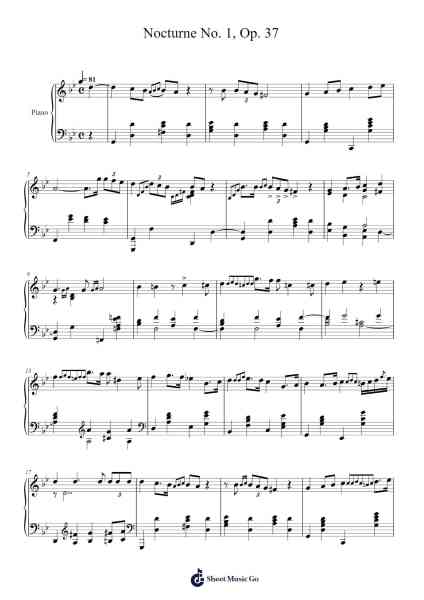 Nocturne No. 1, Op. 37 Sheet Music by Frédéric Chopin-Arr.Maujean Clairerist
