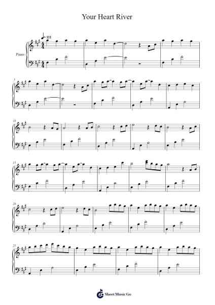 Your Heart River Sheet Music by Yiruma-Arr.Xefunk Huttrick