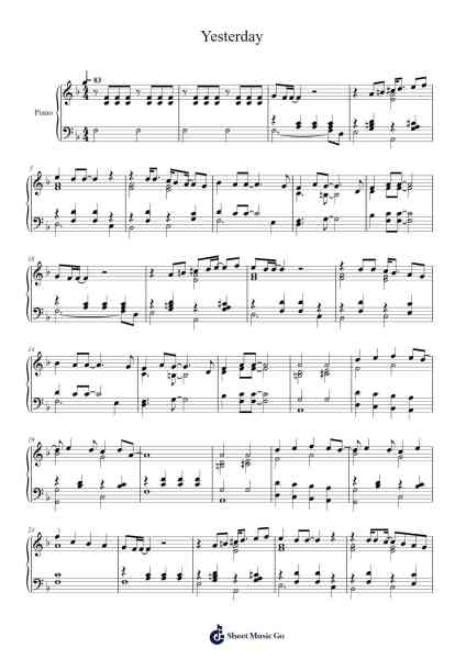 Yesterday Sheet Music by The Beatles-Arr.Hugnold