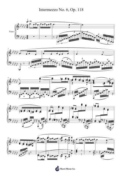 Intermezzo No. 6, Op. 118 Sheet Music by Johannes Brahms-Arr.Chadner