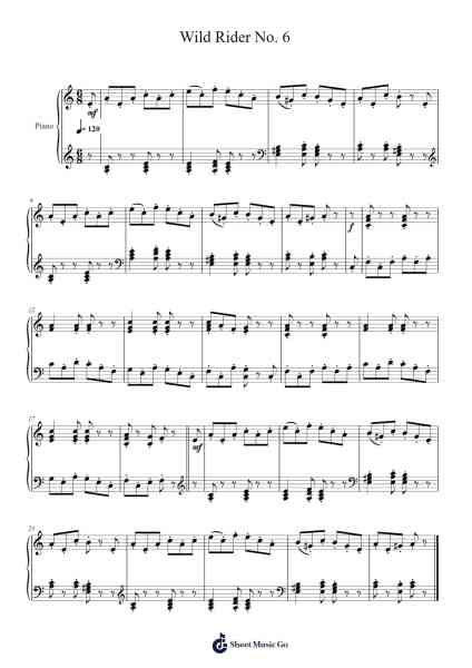 Wild Rider No. 6 –Album for the Young Sheet Music by Robert Schumann-Arr.Bobright