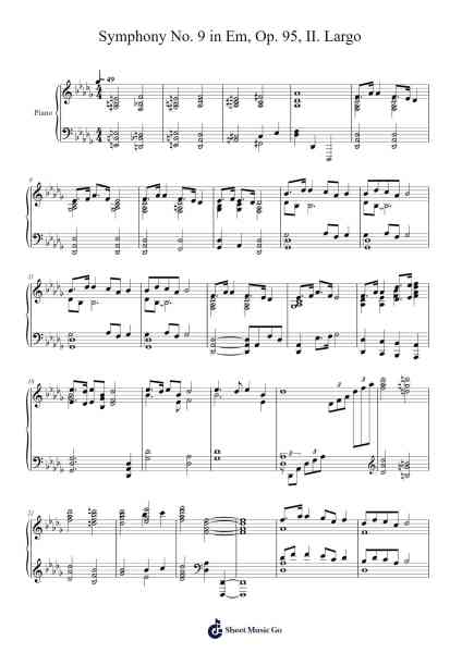 II. Largo – Symphony No. 9 in Em, Op. 95 Sheet Music by Antonín Dvořák-Arr.Jusmens