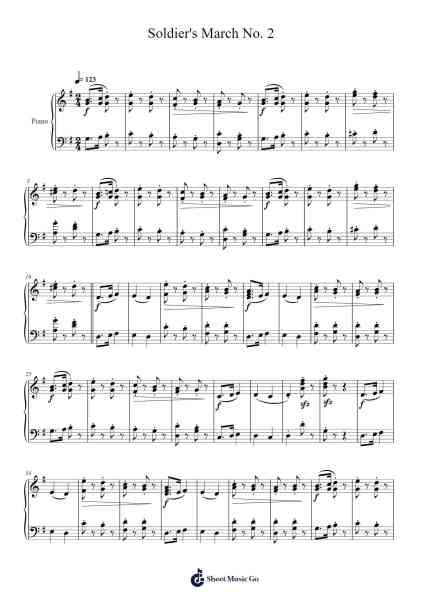 Soldier's March No. 2 – Album for the Young Sheet Music by Robert Schumann-Arr.Humglas Leathus