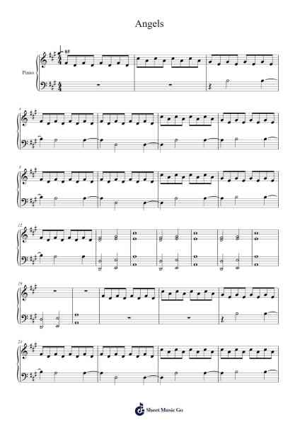 Angels (without melody) Sheet Music by The xx-Arr.Hartecam Thodoreboyle