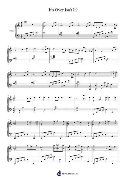 It's Over Isn't It? Sheet Music by Jeff Liu-Arr.Huxver Birdnee