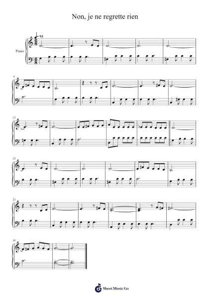 Non, je ne regrette rien Sheet Music by Édith Piaf-Arr.Cumax Cliffkeats