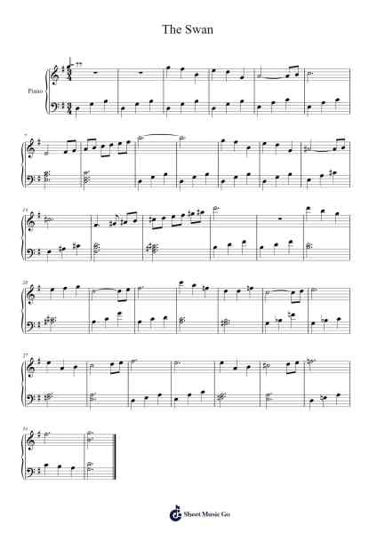 The Swan Sheet Music by Camille Saint-Saëns-Arr.Invy