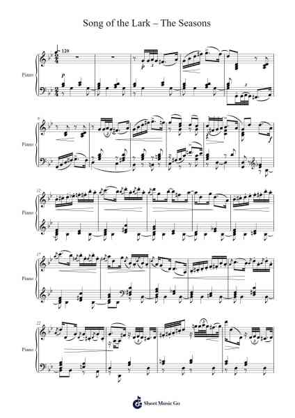 March: Song of the Lark –The Seasons Sheet Music by Pyotr Ilyich Tchaikovsky-Arr.Croftslon Maugnings