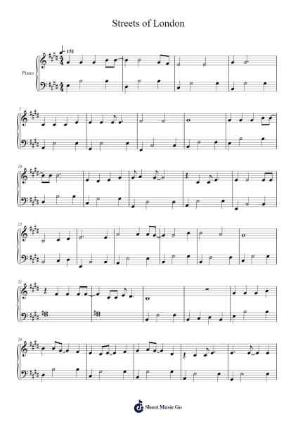 Streets of London Sheet Music by Ralph McTell-Arr.Shellay