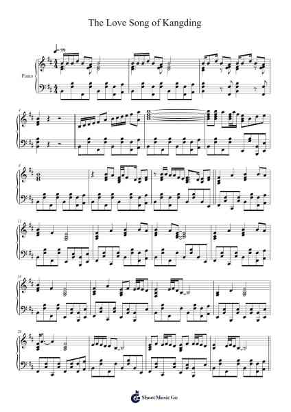 The Love Song of Kangding Sheet Music by Chinese Traditional-Arr.Trutor Hubno