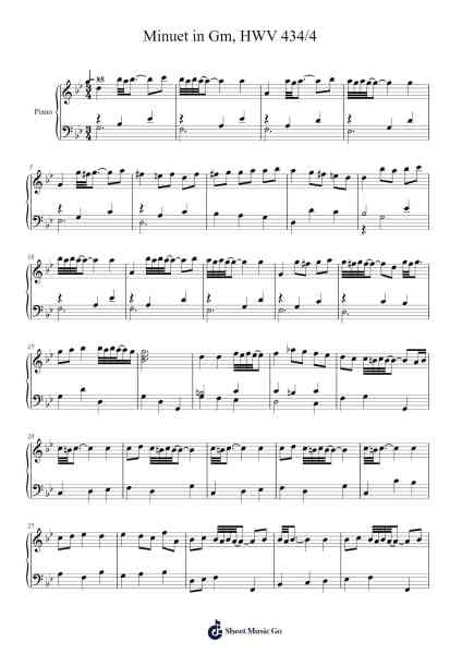 Minuet in Gm, HWV 434/4 Sheet Music by Georg Friedrich Händel-Arr.Houscar Moulwat