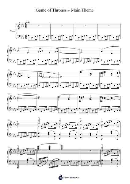 Game of Thrones – Main Theme Sheet Music by Ramin Djawadi-Arr.Hornwald