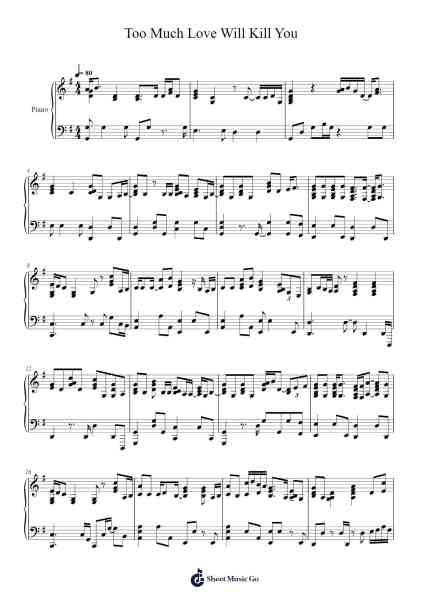 Too Much Love Will Kill You Sheet Music by Queen-Arr.Fieldtein