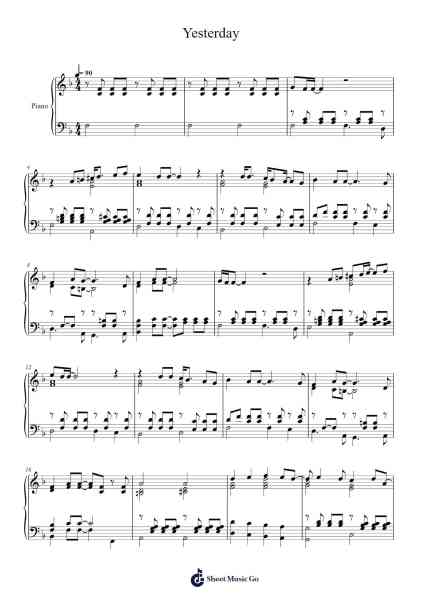 Yesterday 樂譜由 The Beatles - 編曲 Cottout
